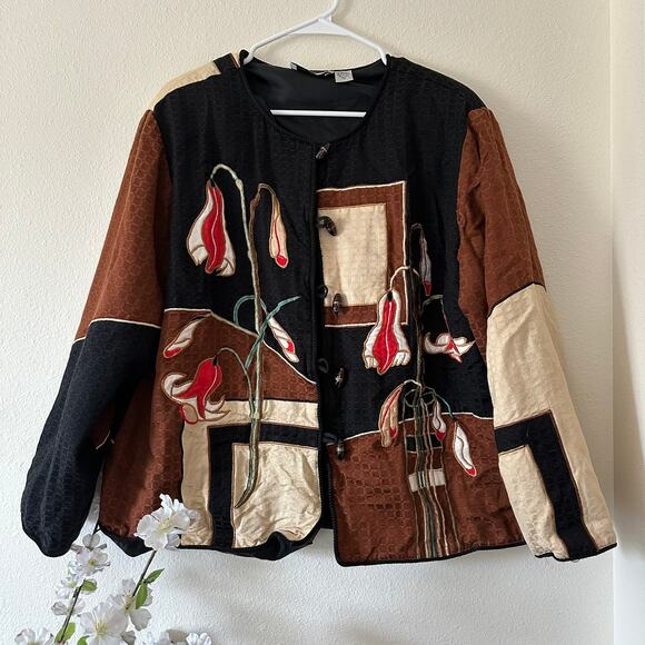 Maggie Barnes Jackets & Blazers - Vintage Maggie Barnes Patchwork Embroidered Jacket Size 1X Artsy Boho Grannycore